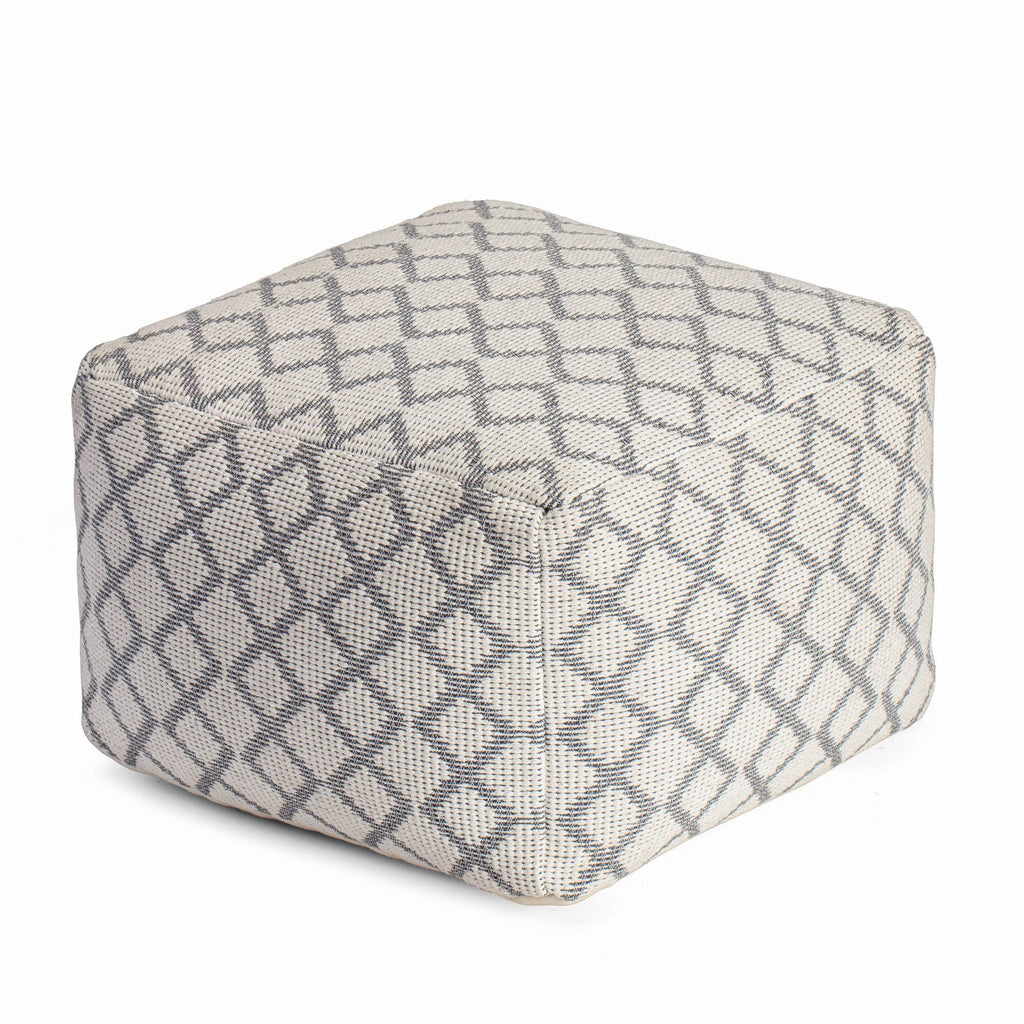 Gray & Ivory Pouf O2972