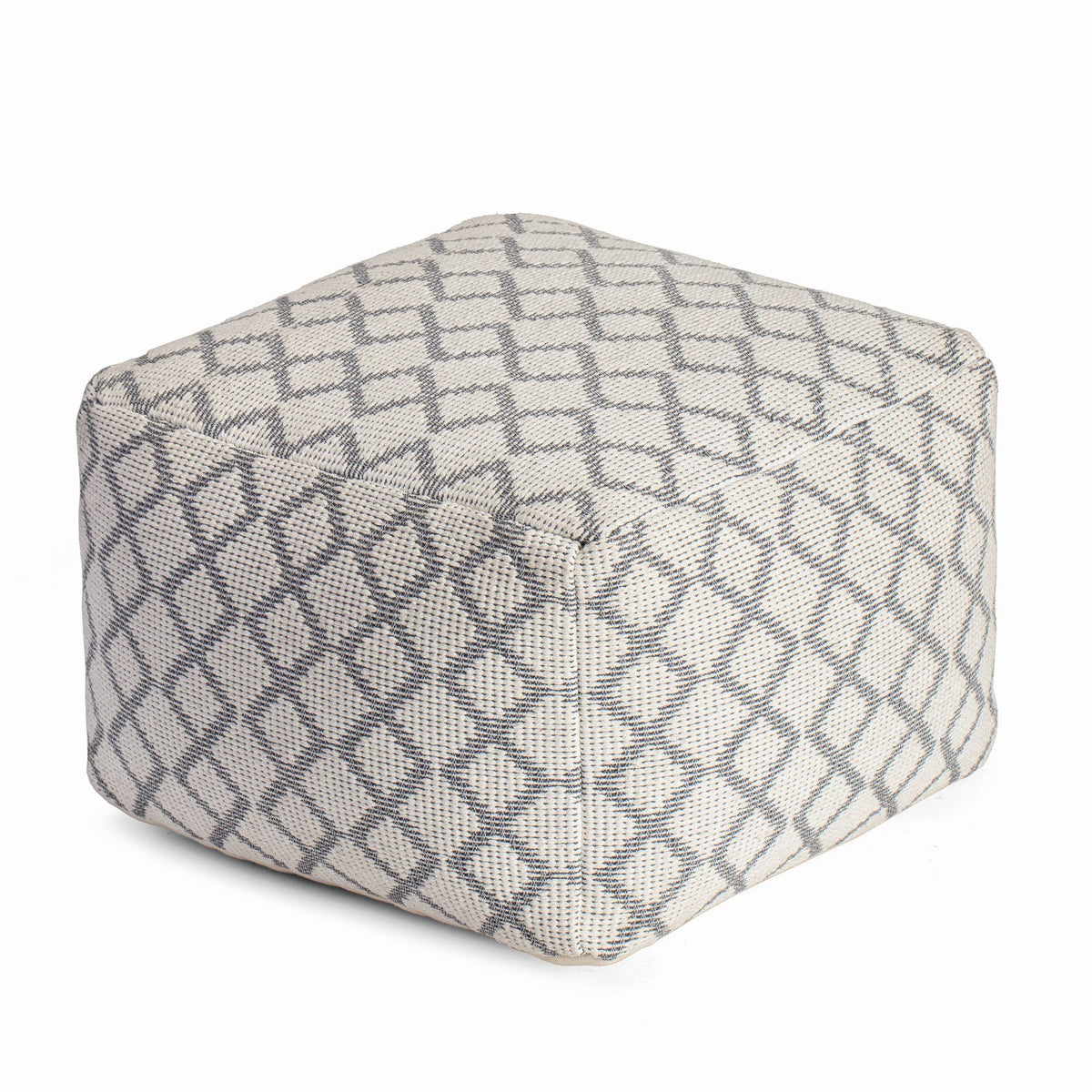 Gray & Ivory Pouf O2972