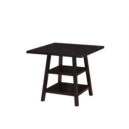 Cappuccino Wood Counter Height Dining Table with Storage Shelves F92045