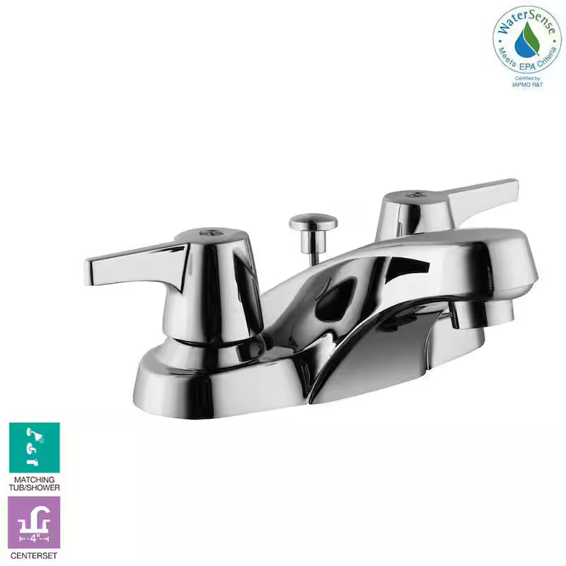 2-Handle Low-Arc Bathroom Faucet with Pop-Up Drain in Chrome E66282