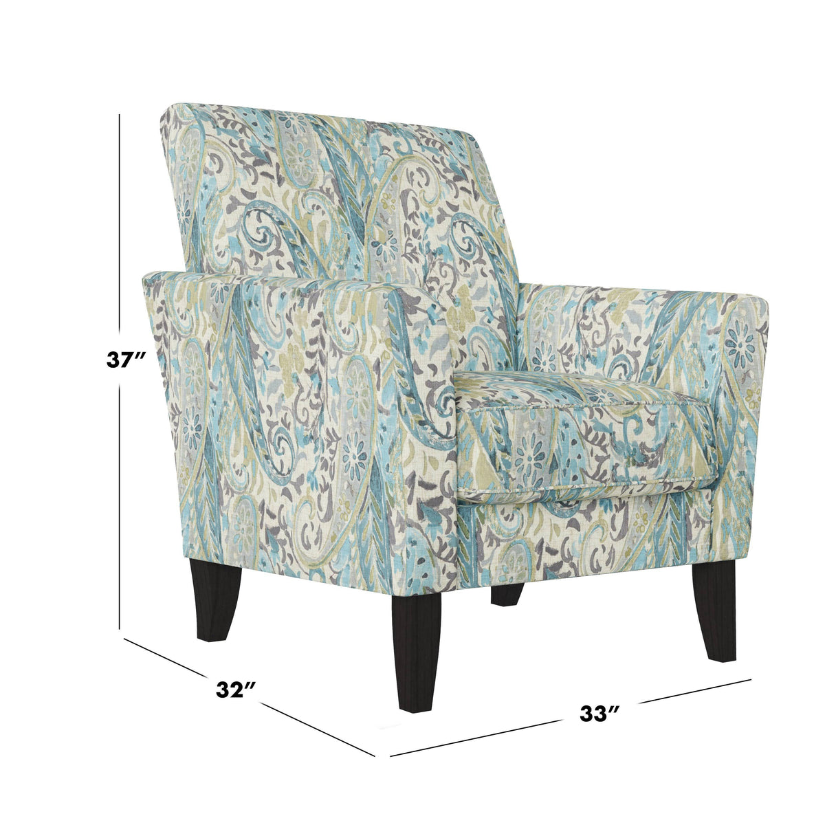 Transitional Flared Arm Armchair Multi Mango Paisley I6506