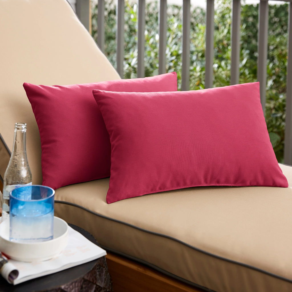 Hot Pink Knife Edge Lumbar Pillows Set of 2 12 in x 24 in U9857