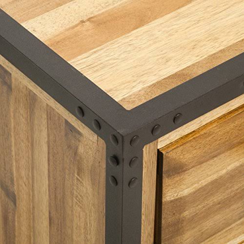 Natural Stained Acacia Wood Two Drawer Night Stand S994