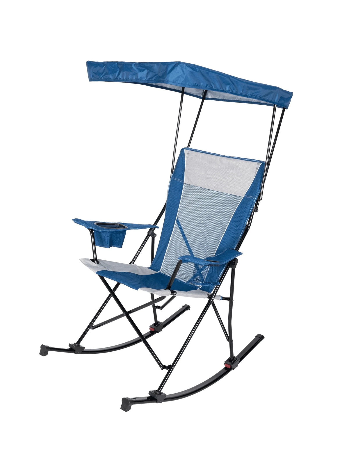 Blue and Grey Mesh Rocking Camp Chair with Canopy C716680
