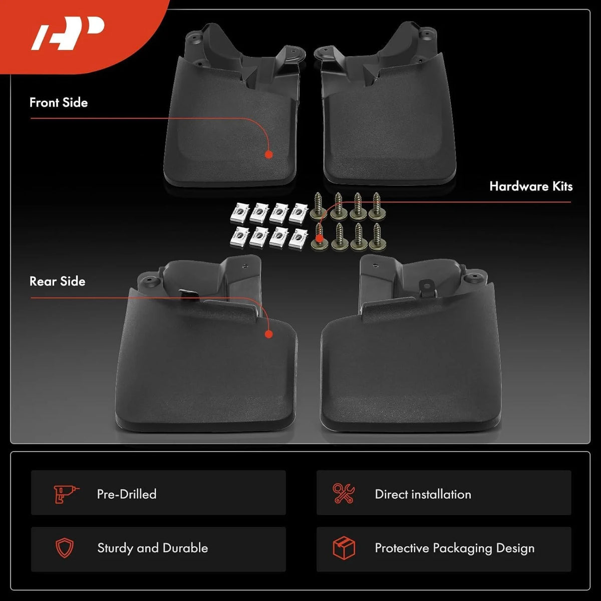 4-PC Molded Mud Flaps Splash Guards for Toyota Tacoma S299