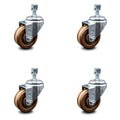 Set of 4 Swivel Caster with 3x22 Wheels and 10mm Stem Q625