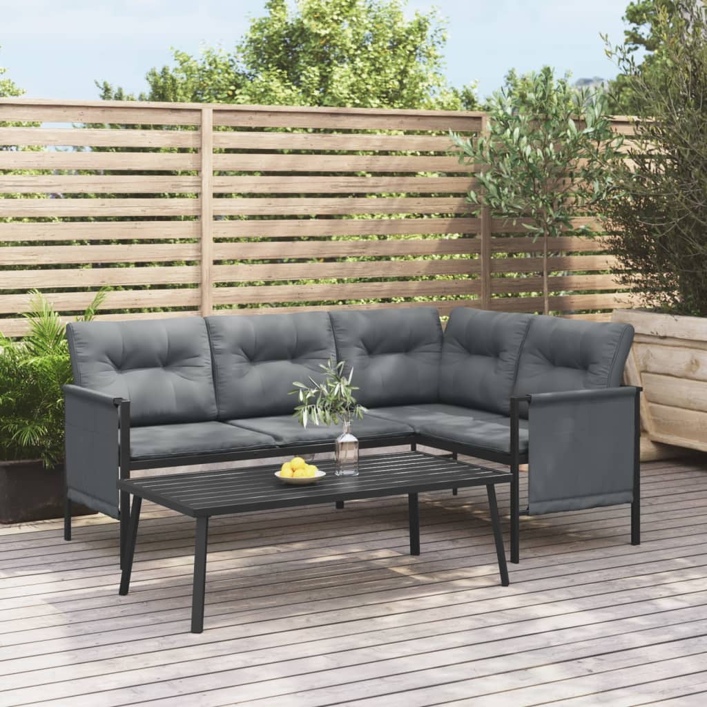 Anthracite Steel and Textilene Patio Corner Sofa B84400