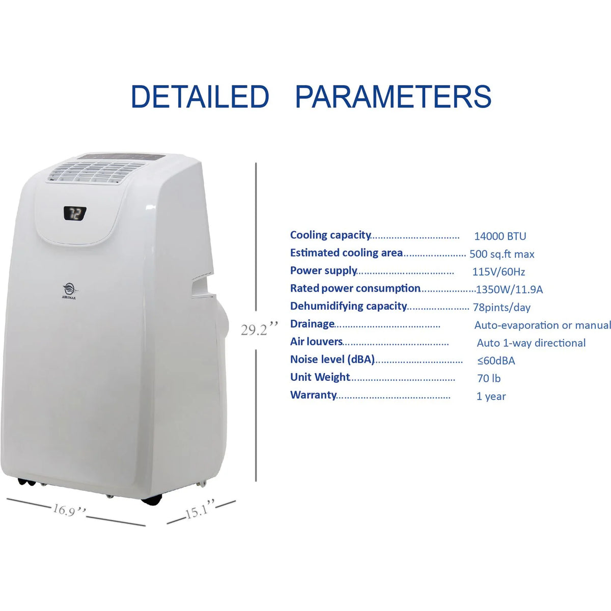 Portable Air Conditioner with Remote Control White Q63802