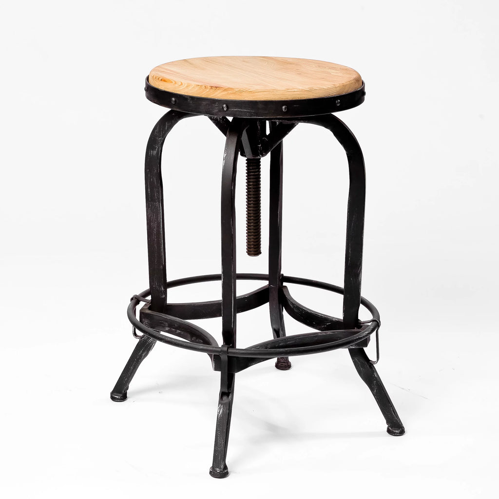 Adjustable Swivel Fir Wood Barstool R6057