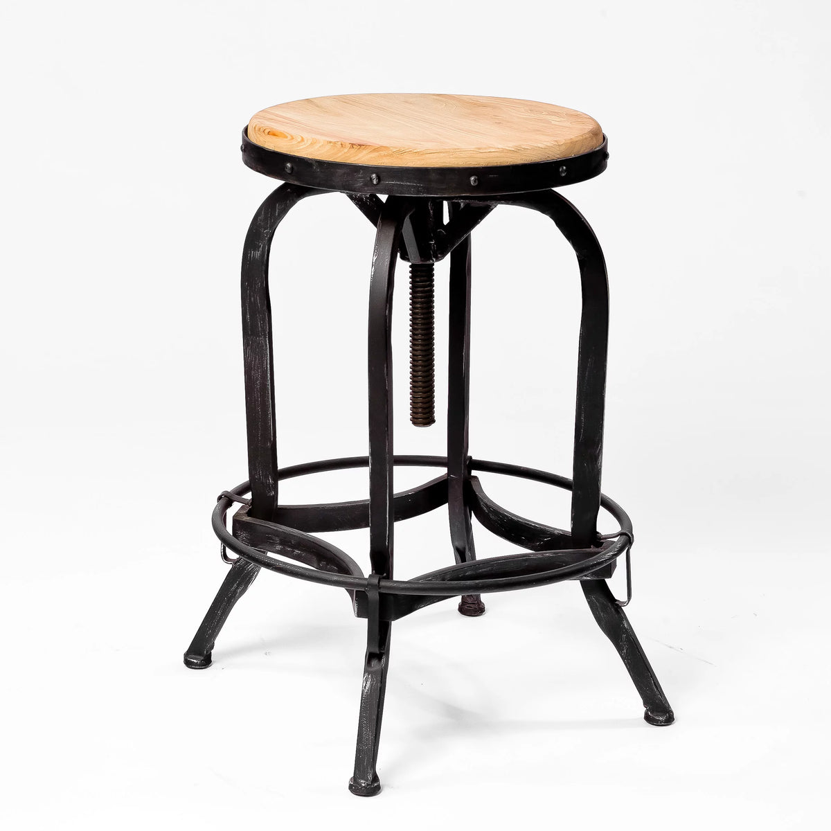 Adjustable Swivel Fir Wood Barstool R6057