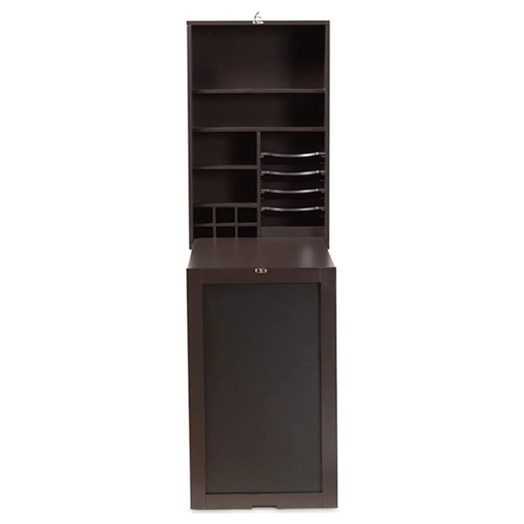 Dark Brown Wood Wall-Mounted Folding Desk W8581