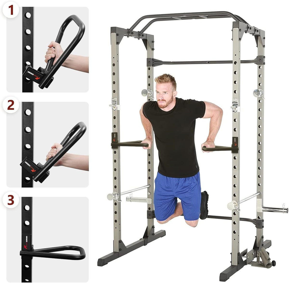 Set of 2 Barbell Rack Holders Dip Grip Handles C341