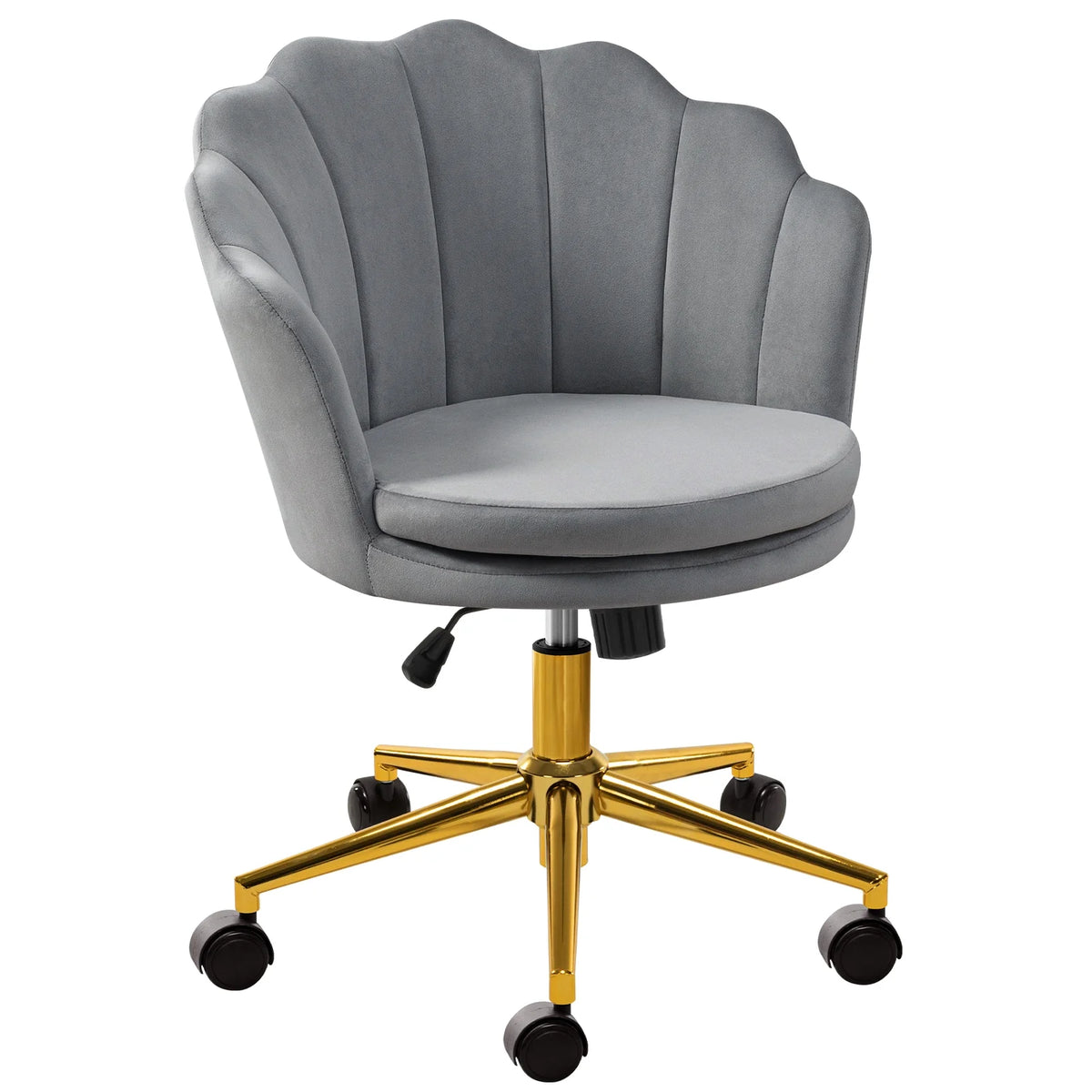 Grey Velvet Adjustable Swivel Office Chair K383807