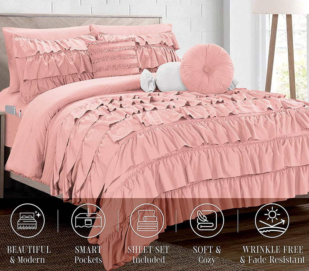 10-Piece Full/Queen Bed-in-a-Bag with Decorative Pillows O416
