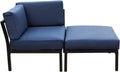 Blue Corner Sofa Loveseat with Ottoman R7579