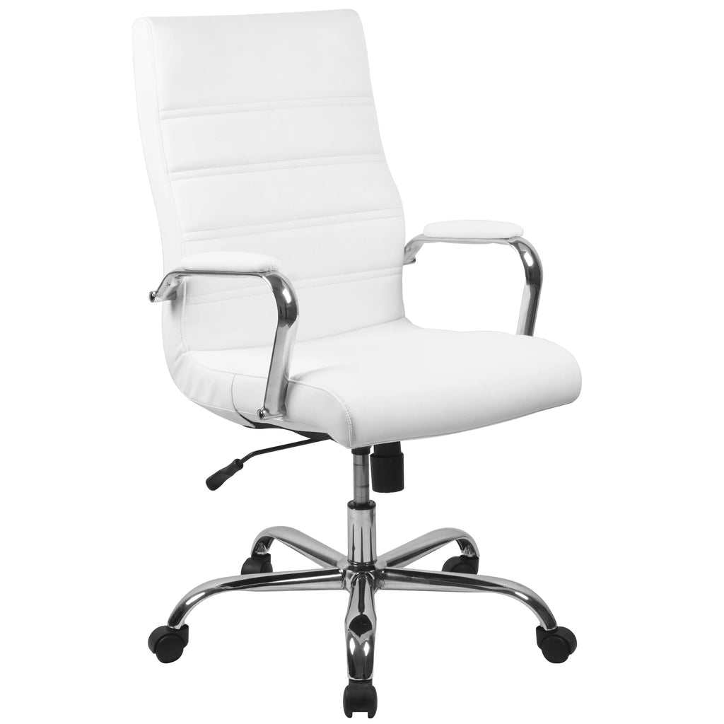 White High Back Executive Swivel Office Chair with Chrome Arms O6522
