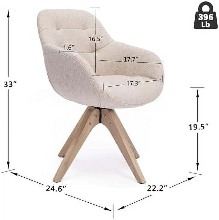 Mid Century Modern Swivel Fabric Accent Chair with Oak Wood Legs D934002