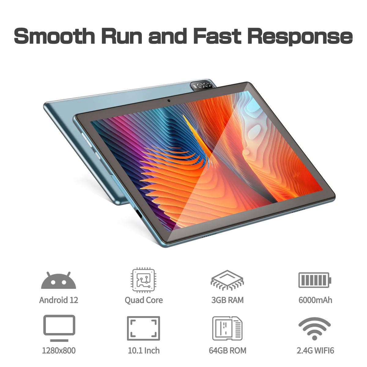 Android 12 Tablet 10 inch, 3GB RAM 64GB Storage, Blue C250227