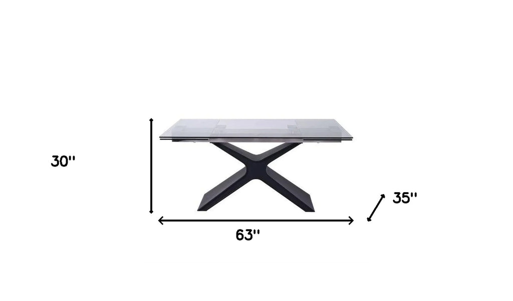 Glass & Black Extendable Rectangular Dining Table F624762