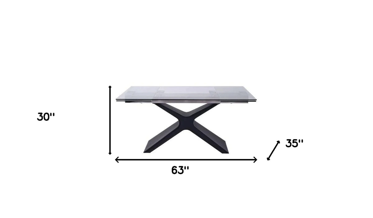 Glass & Black Extendable Rectangular Dining Table F624762
