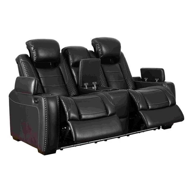 Black Power Recliner Loveseat with Console X94276