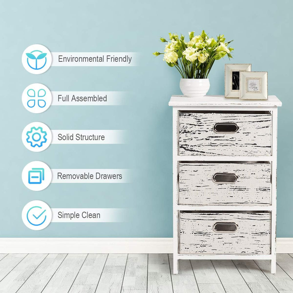 3 Fabrics Storage Drawer Units with Wood Frame O100224