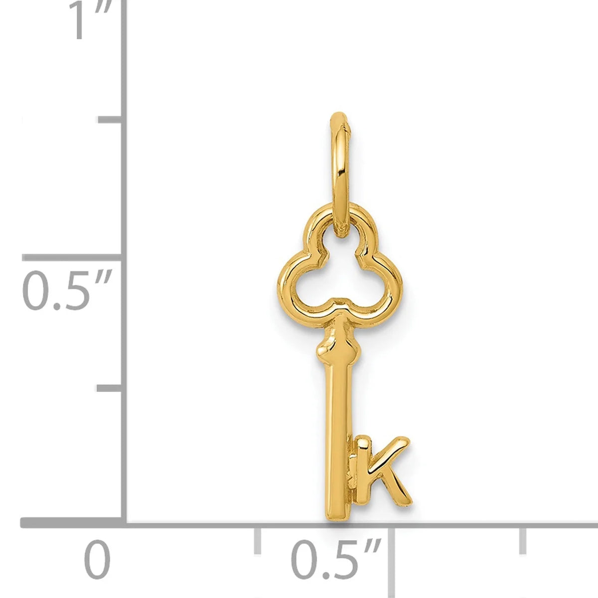 14K Yellow Gold Key Letter K Initial Pendant Charm M518