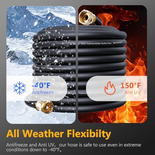50FT 3/4 Heavy Duty Rubber Garden Hose 200psi Hot/Cold Water G6918