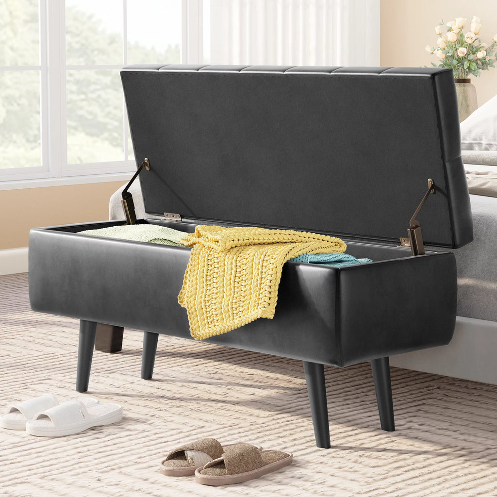 Faux Leather Storage Ottoman Bench P3529