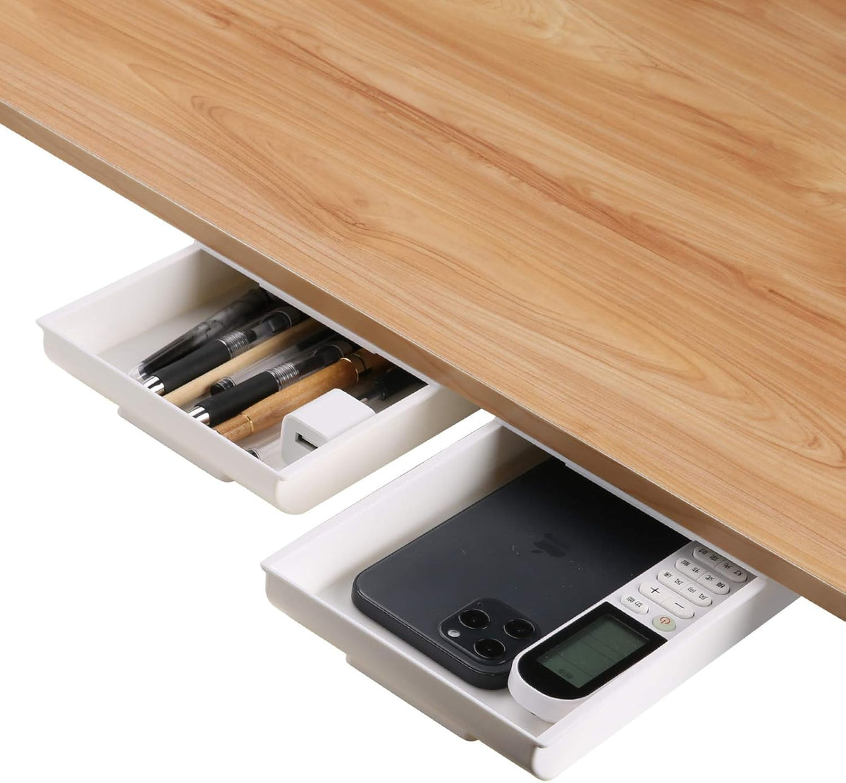 2-Pack White Large Pop-Up Desk Drawer Organizer J941