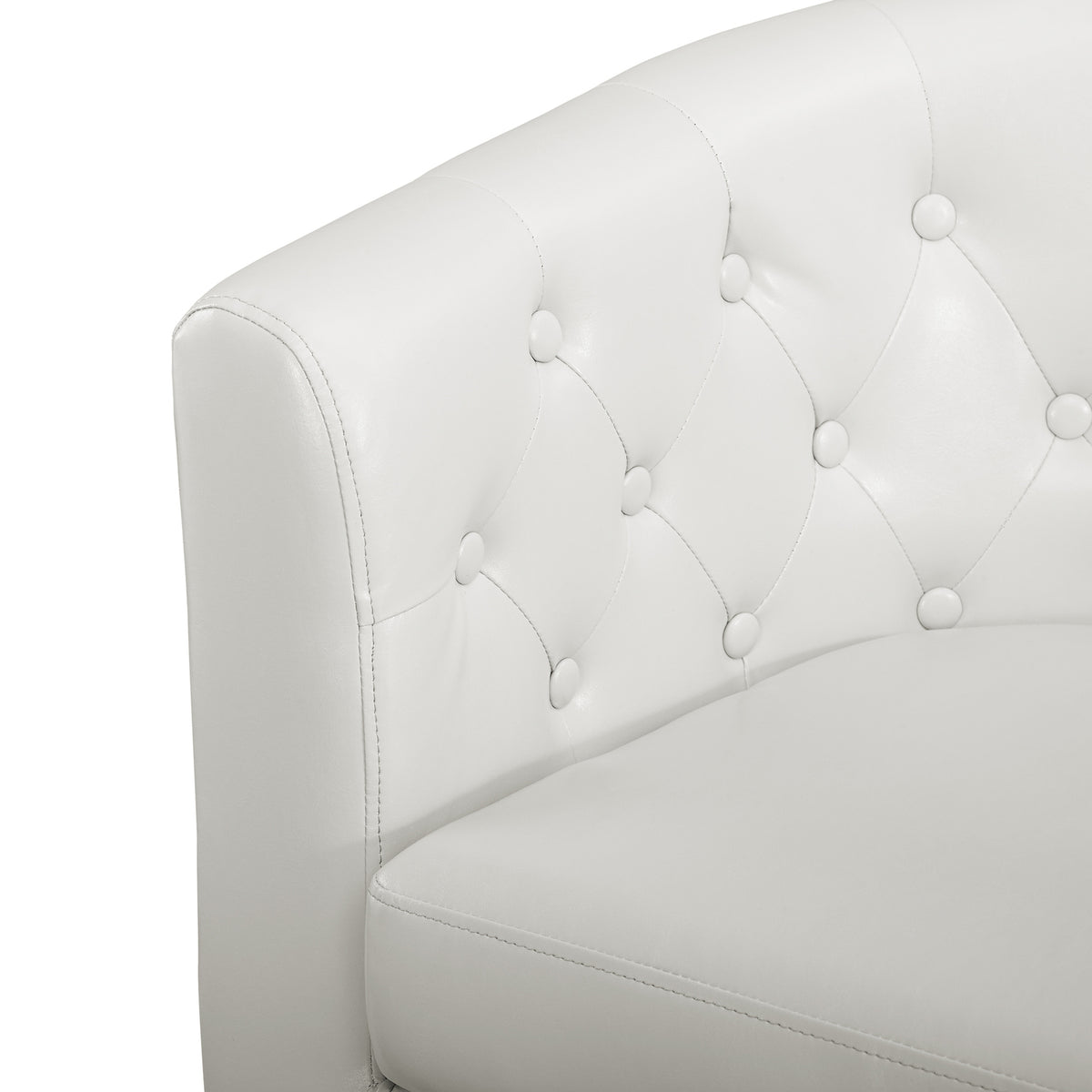 White Faux Leather Barrel Loveseat J237