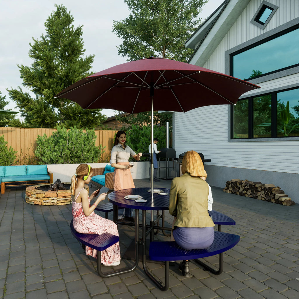 46'' Steel Round Picnic Table with Umbrella Hole U693746