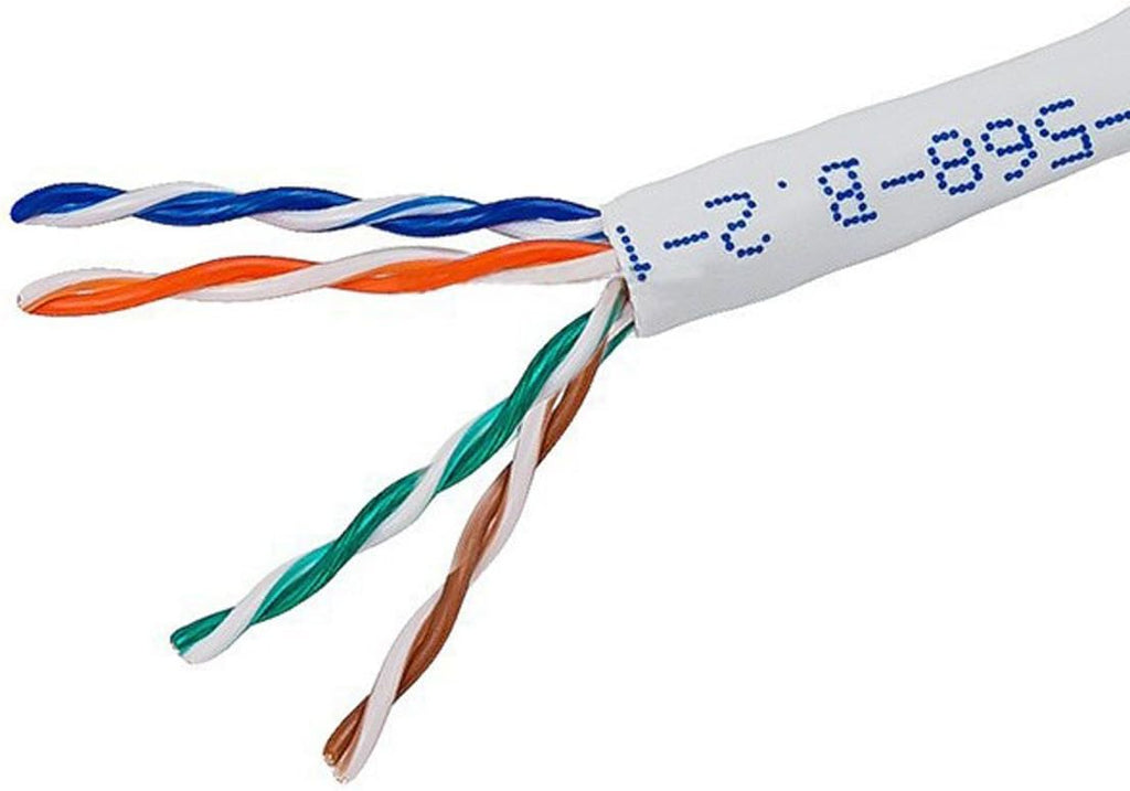 Cat5e Ethernet Bulk Cable, Solid, UTP, CMR, Pure Bare Copper, 24AWG, 500ft, Blue W8422
