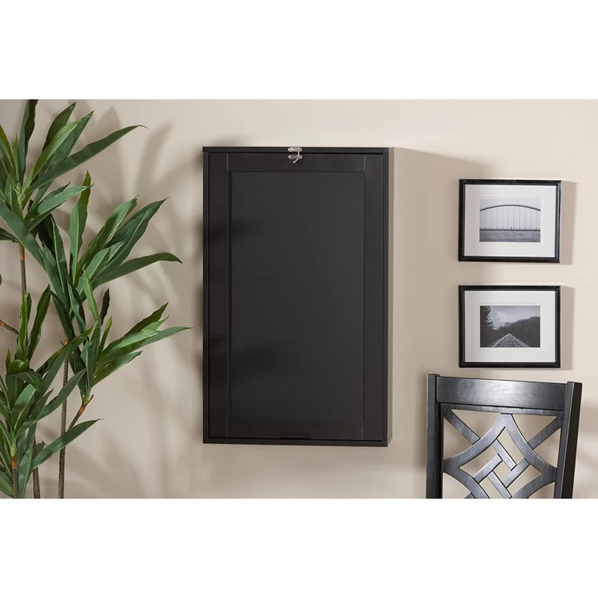 Dark Brown Wood Wall-Mounted Folding Desk W8581