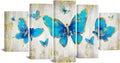 Large 5 Piece Teal Blue Butterfly Canvas Prints Wall Art I3067