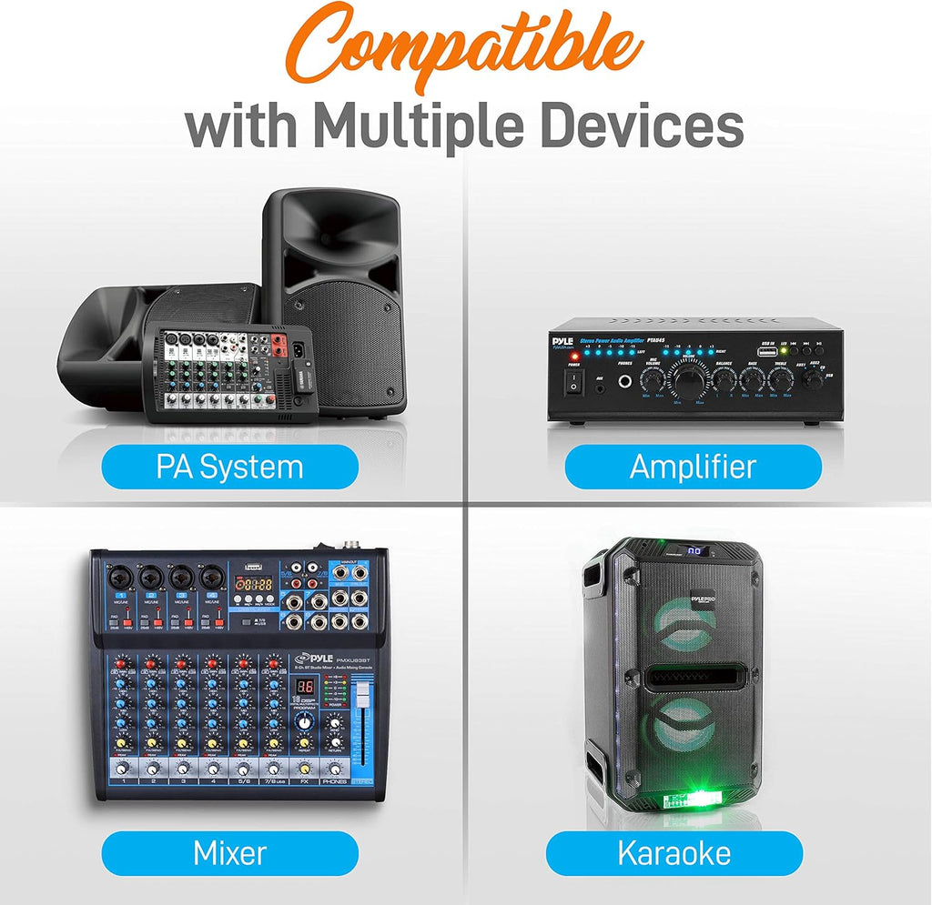 UHF Wireless Microphone System, Dual Bluetooth Cordless Microphone Set, 2 Handheld Transmitter Mic, Mixer Receiver, RCA Z789077