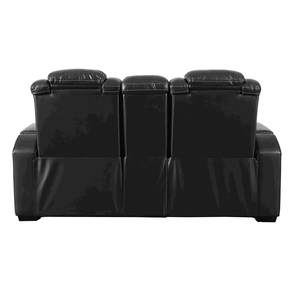 Black Power Recliner Loveseat with Console X94276