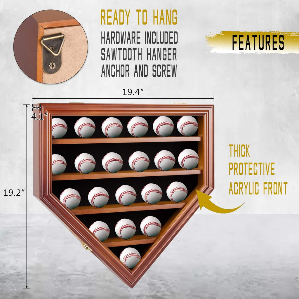 21 Baseball Ball Display Case Cabinet Wall Rack with Lockable G3122