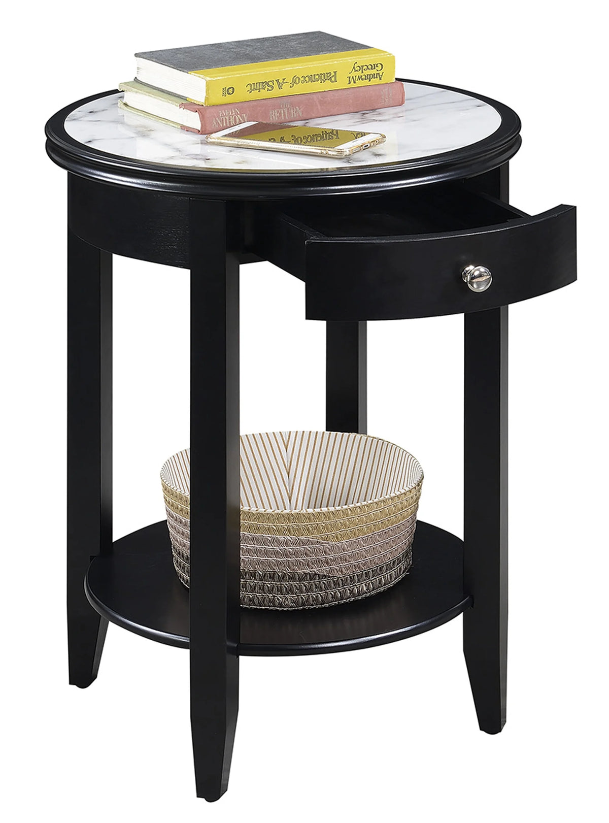 White 1 Drawer End Table with Shelf O1002