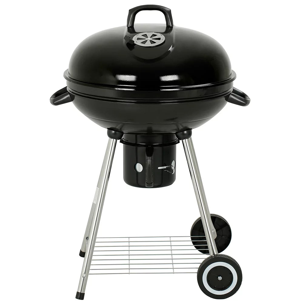 22" Round Portable Charcoal Kettle Grill with 2 Wheels, Black M668932