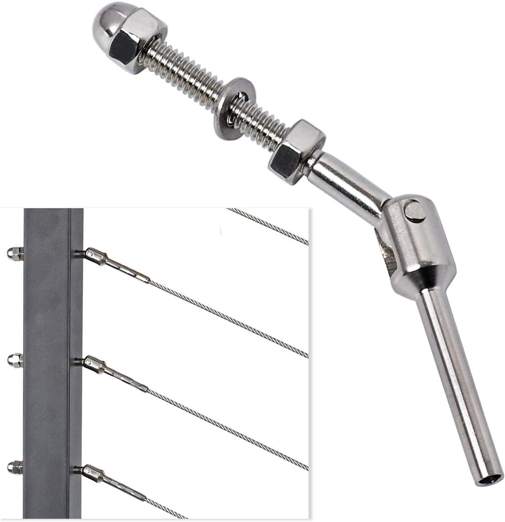 1/8 Inch T316 Stainless Steel Adjustable Cable Railing Kit for 1.5 Inch Metal Post (20 Pack) I205