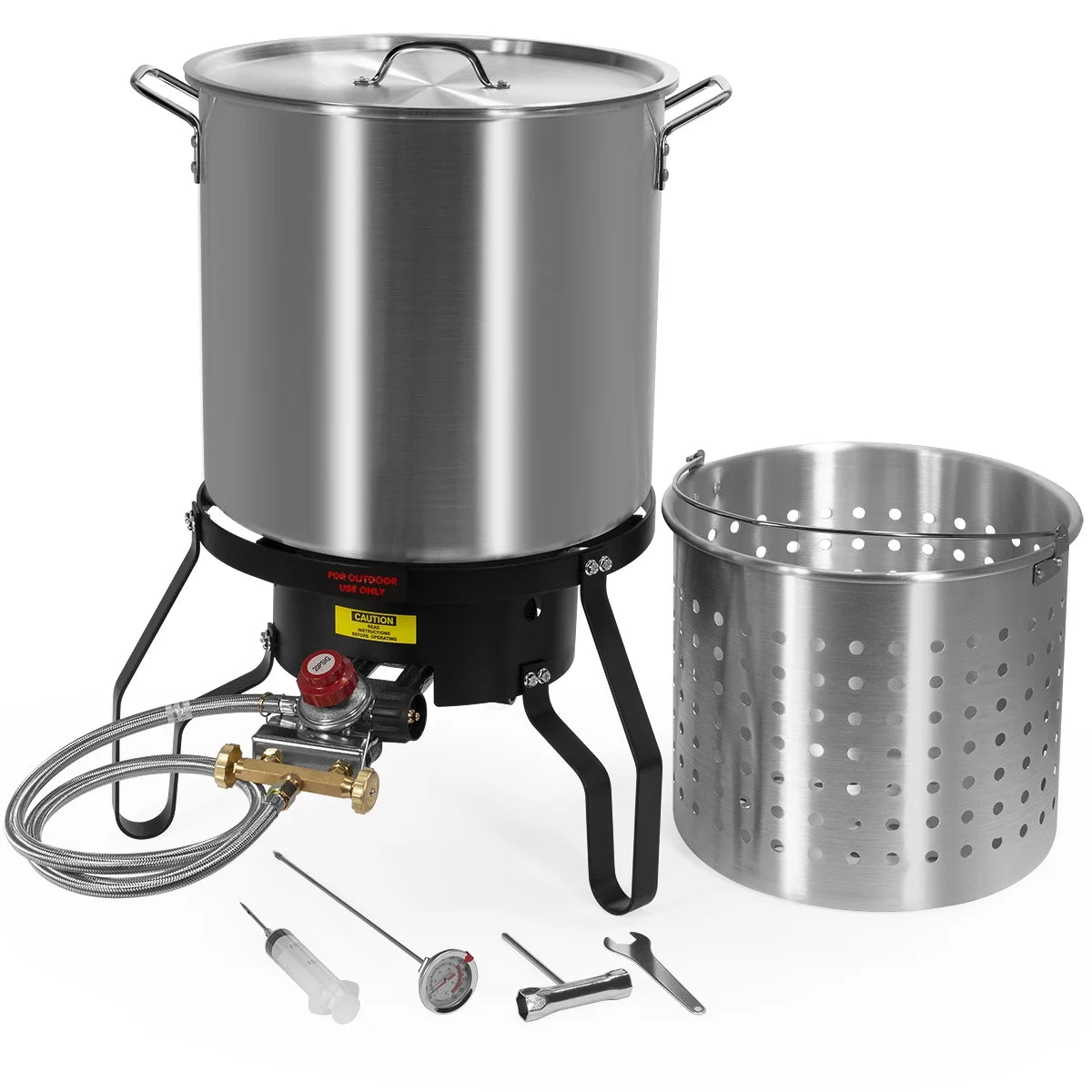 52 QT Aluminum Turkey Fryer Steamer with Cast Iron Burner N78284