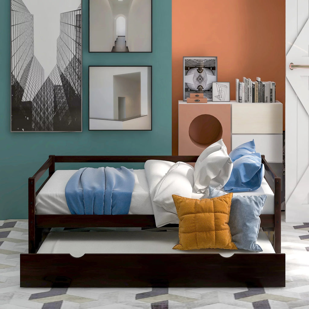 Twin Size Espresso Daybed with Trundle V933485