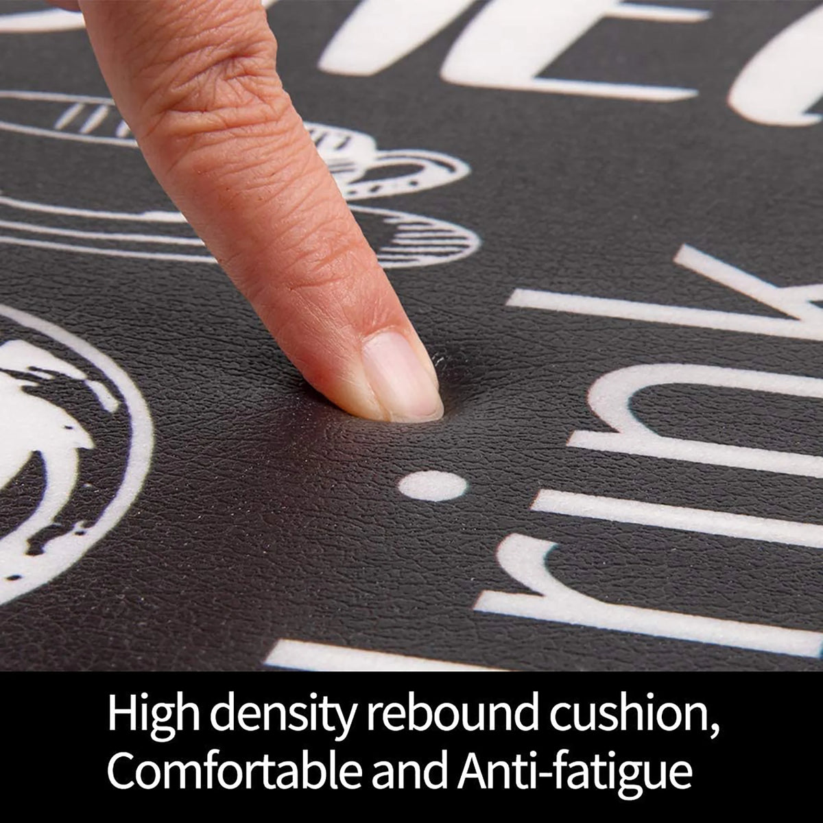 Anti Fatigue Kitchen Rug Mats Set of 2 Waterproof Non-Slip Black G663