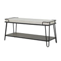 Metal Single Shelf Bench with White Upholstered Seat Q4537