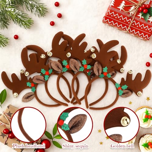 36 Pcs Christmas Reindeer Antler Headbands with Bell W423348