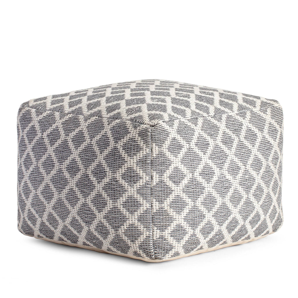Gray & Ivory Pouf O2972