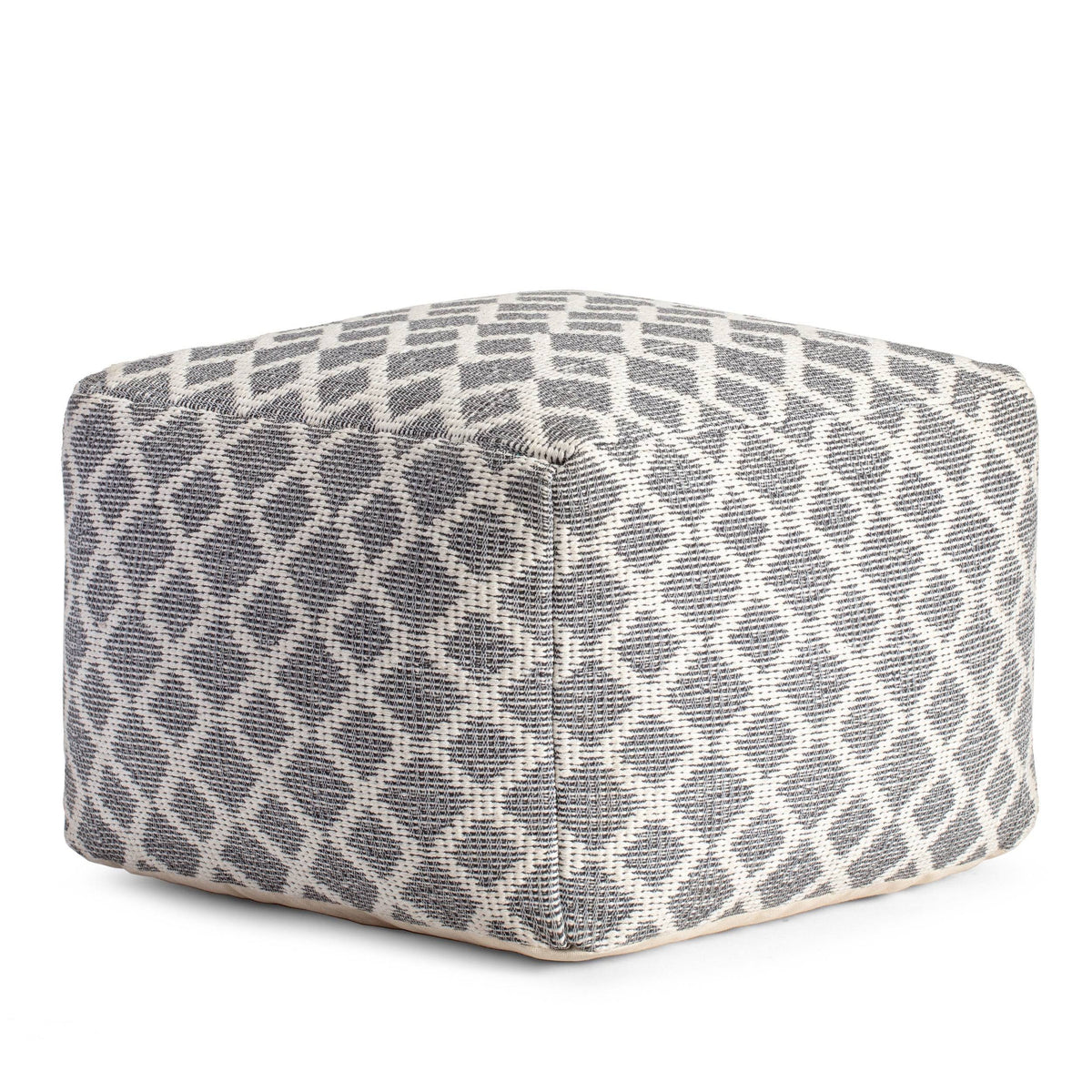 Gray & Ivory Pouf O2972