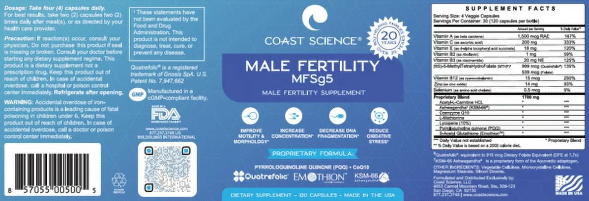 Male Fertility Supplement 120 capsules I852