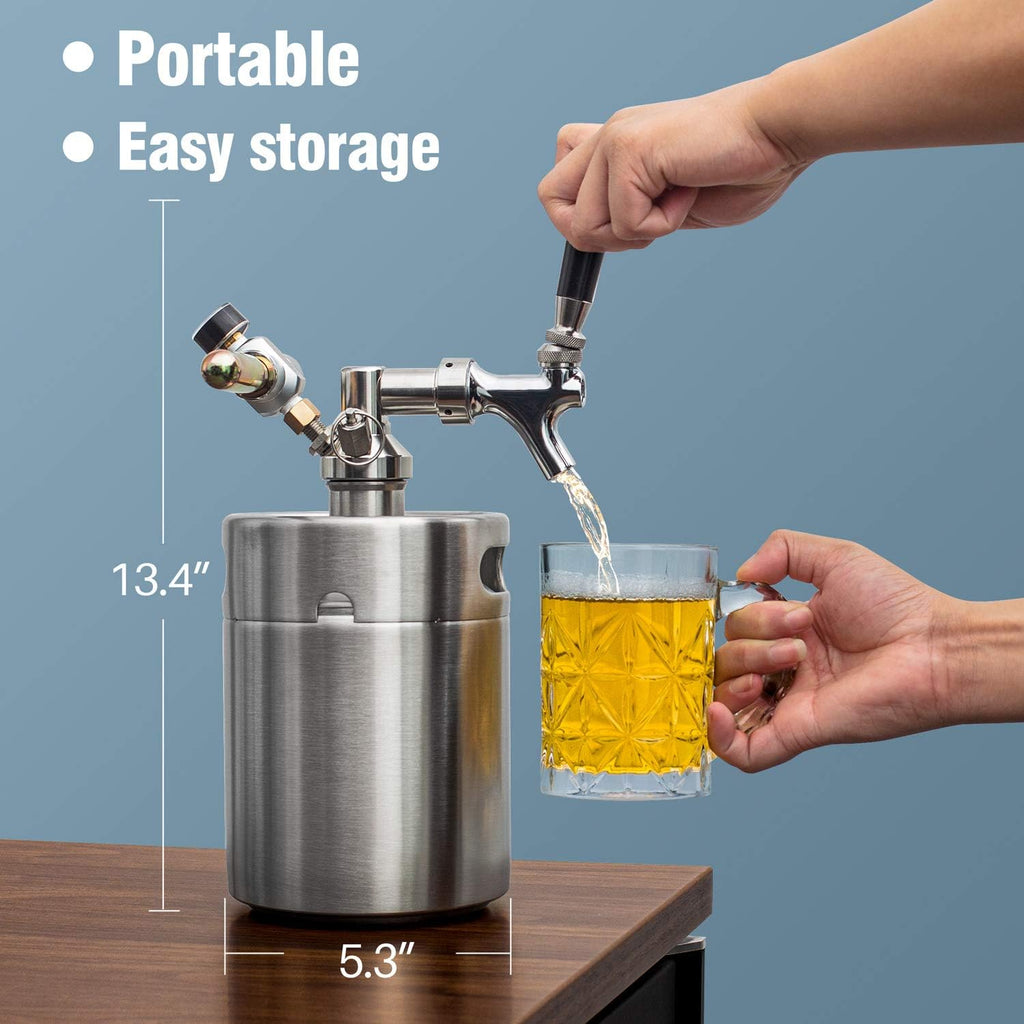 64oz Stainless Steel Pressurized Mini Keg Growler with Co2 Regulator Z232